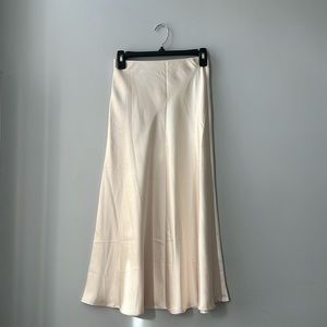 Beige silk slip skirt